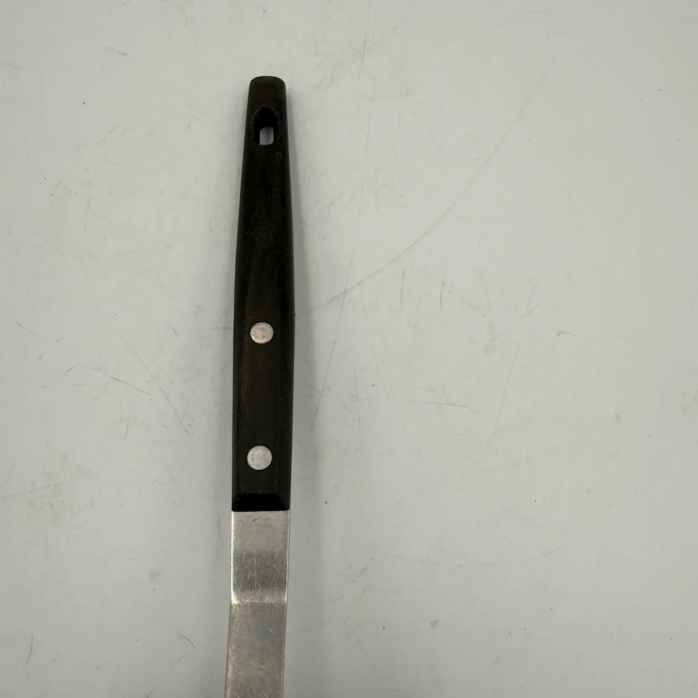 Vintage Household Stainless Steel Curved Spatula Wide Perforated Turner Japan